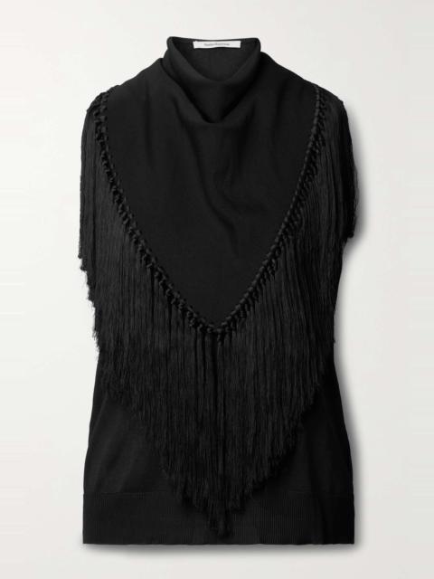 Another Tomorrow + NET SUSTAIN fringed draped knitted tank