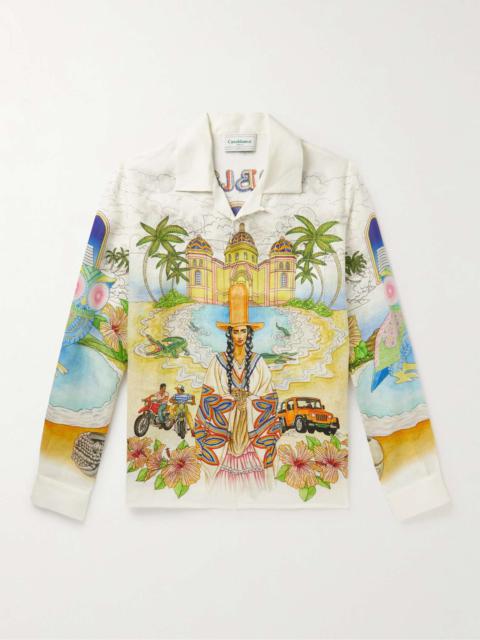 CASABLANCA Convertible-Collar Printed Linen Shirt