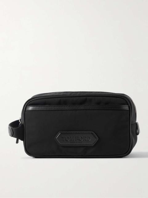 Leather-Trimmed Shell Wash Bag