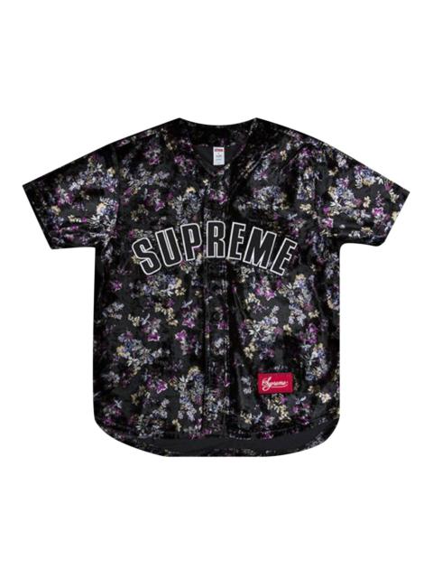 Supreme Floral Velour Baseball Jersey 'Black'