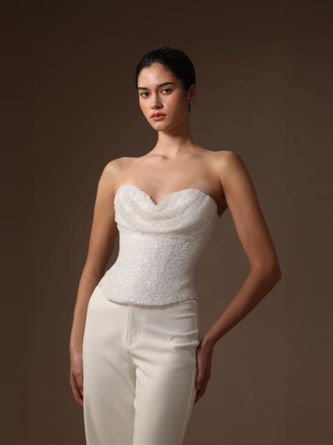 SAU LEE LIN BEADED CORSET TOP