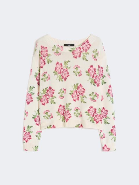 WEEKEND Max Mara Floral printed cotton jumper - ECRU