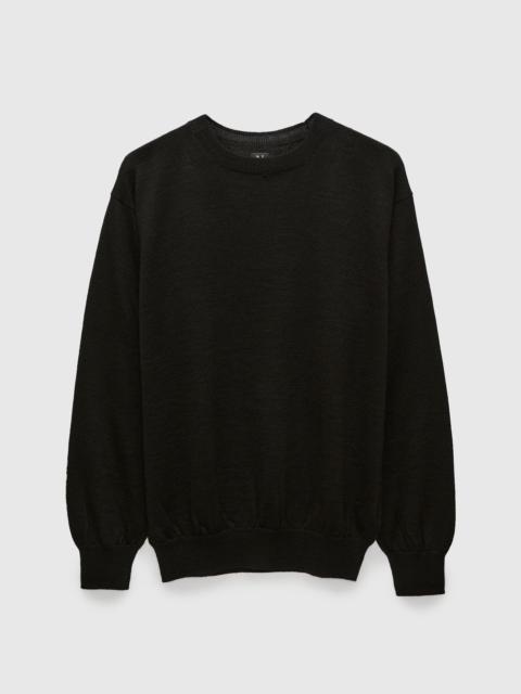BATONER Ramie Wool Crewneck Sweater in Black