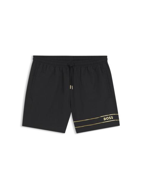 BOSS SWIM SHORTS WITH FOIL-PRINT LOGO