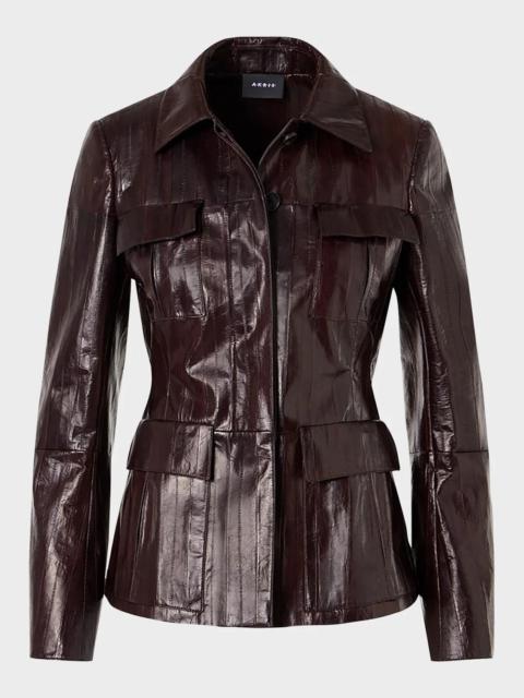 AKRIS Kimia Lacquered Eel Leather Fitted Jacket