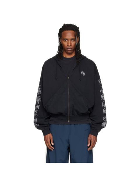 VETEMENTS Black Biker Cross Logo Zip Up Hoodie