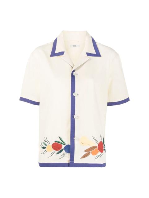 appliquÃ©-detail linen-cotton shirt