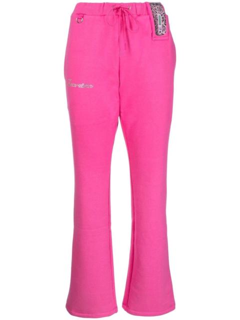 doublet rhinestone-logo detail track pants