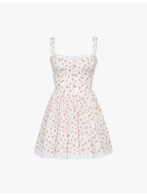 House of CB Ami Corset-Bodice Stretch-Cotton Mini Dress