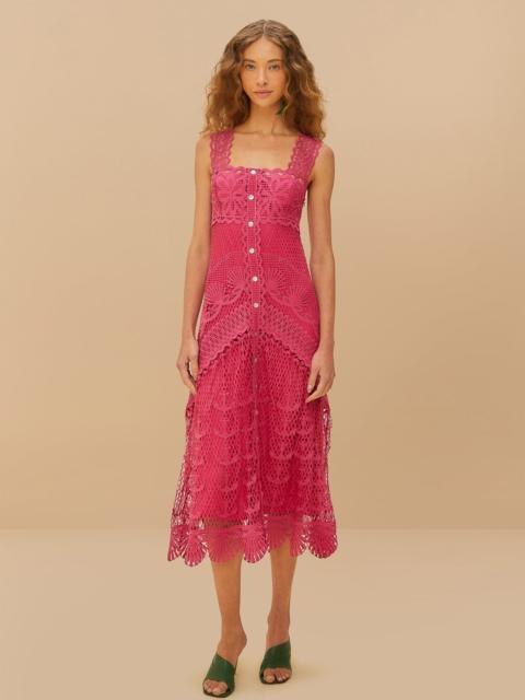 FARM RIO Pink Nautical Guipure Maxi Dress