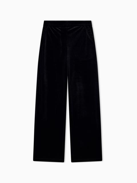 EMPORIO ARMANI WIDE-LEG STRETCH CHENILLE TROUSERS WITH SIDE POCKETS