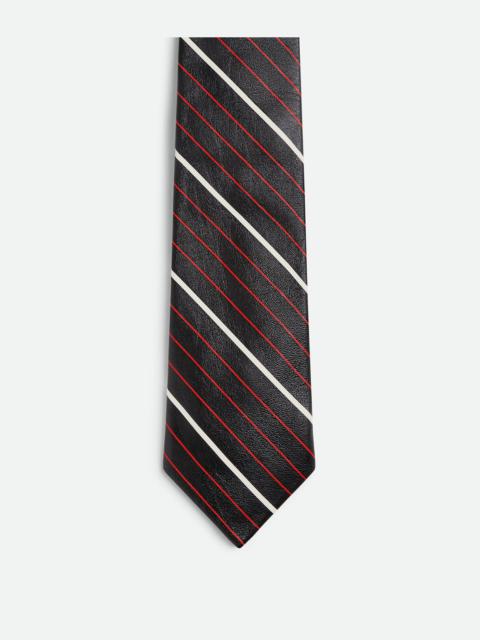 Diagonal Printed Leather Stripe Tie