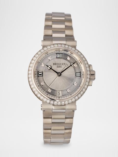 Breguet Stainless Steel Marine 33.8mm Diamond Watch with Bracelet Strap