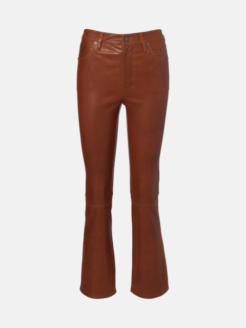 FRAME Reboot Crop leather bootcut pants