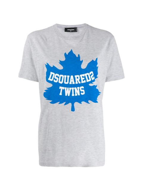 DSQUARED2 Twins Maple Leaf Print Cotton T-Shirt "Grey Melange" S75GD0039-S22146-857M