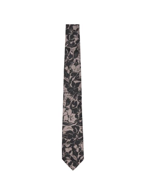 Dries Van Noten Purple & Black Printed Silk Tie