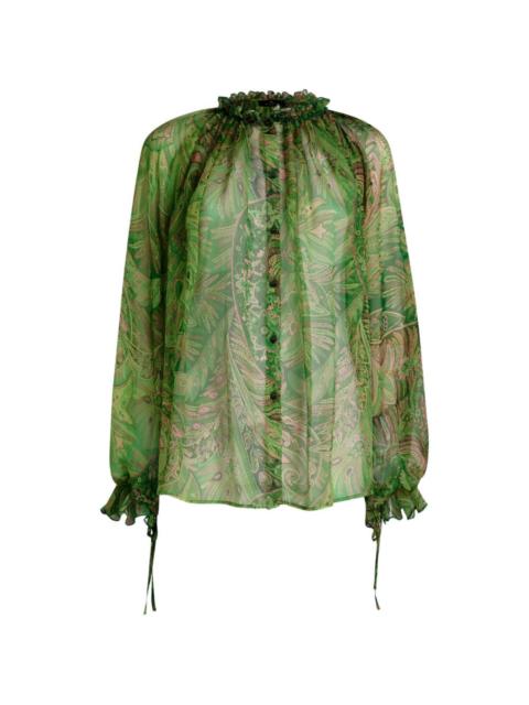 Etro ruffled paisley-pattern shirt