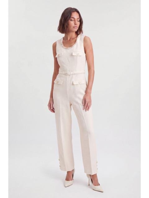 KAREN MILLEN Tweed Embellished Trim Tailored Wide Leg Jumpsuit