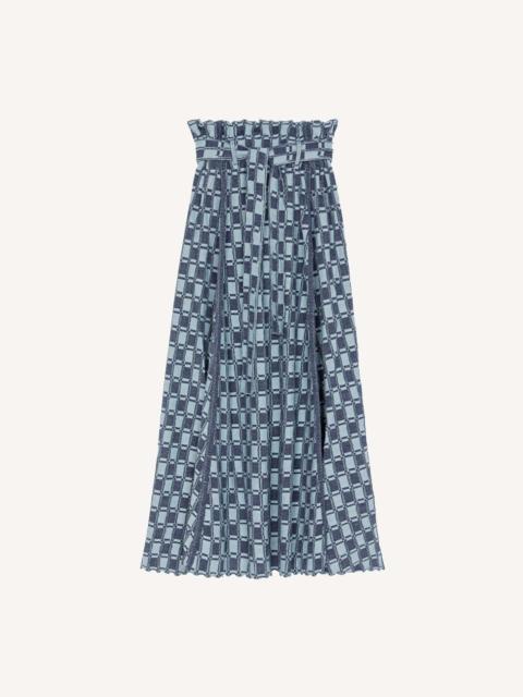 Jacquard gingham midi skirt