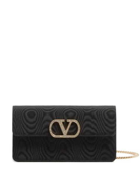Valentino WALLET WITH CHAIN VLOGO SIGNATURE IN MOIRÉ FABRIC WITH JEWEL LOGO