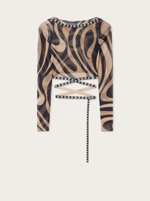 PUCCI MARMO PRINT TULLE CROP TOP