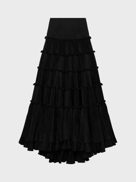 Blumarine LONG TAFFETA SKIRT WITH PLEATED RUFFLES