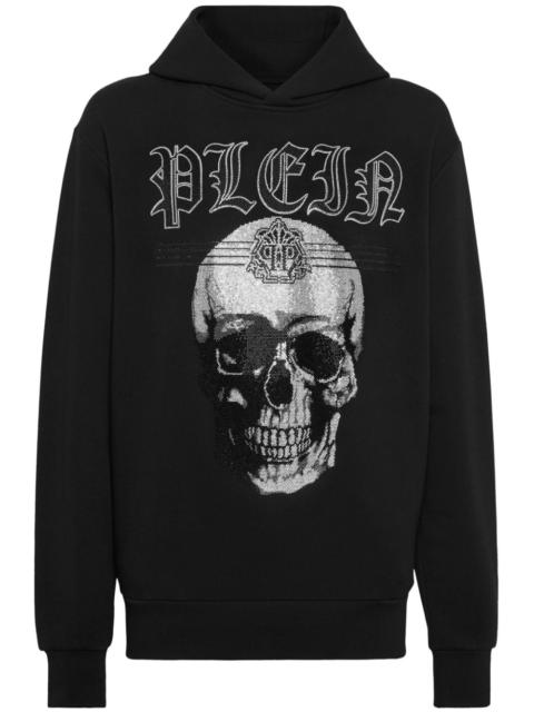 PHILIPP PLEIN skull-print rhinestone-embellished hoodie