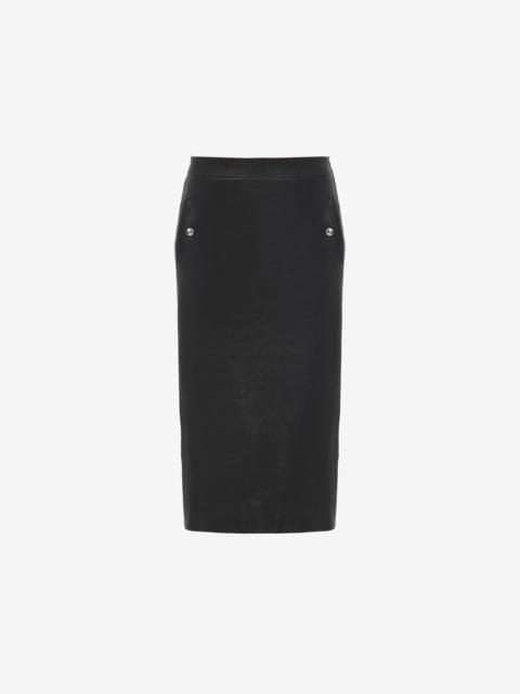 Women's Low-waisted Leather Skirt in Black
