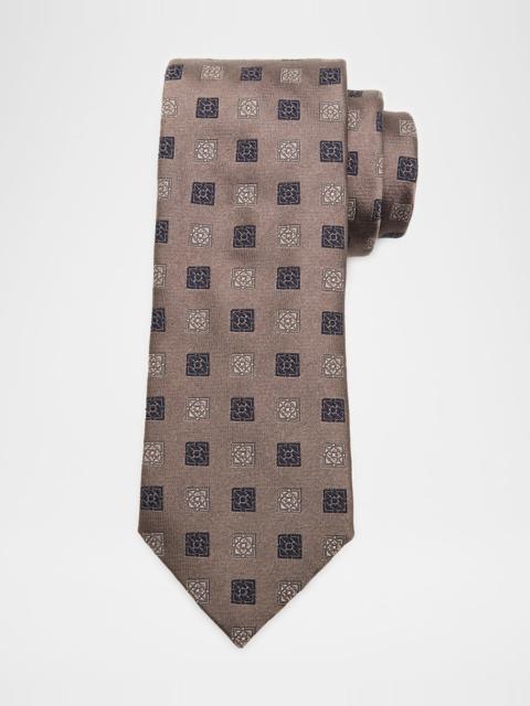 Brunello Cucinelli Men's Medallion Silk and Cotton Tie