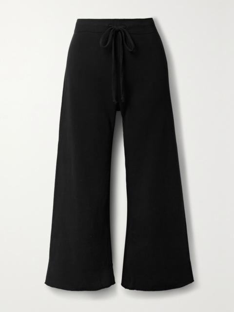 NILI LOTAN Kiki cropped voile-trimmed cotton-jersey track pants Black