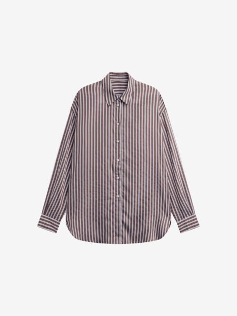 The Frankie Shop Toscane Oversized Shirt - Brown/White Stripe