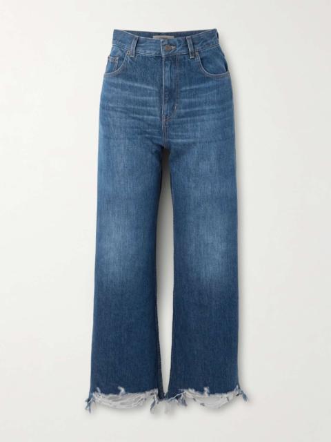 Chloé Cropped distressed high-rise wide-leg jeans