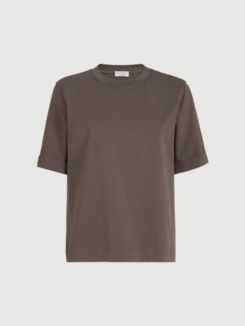 Brunello Cucinelli Cotton jersey T-shirt with shiny trims