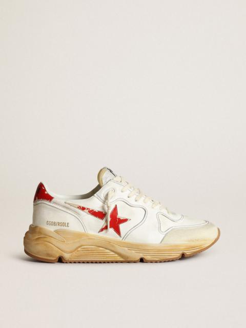 Golden Goose Men's Running Sole with leather star and heel tab with red print