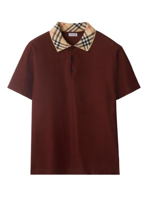 Burberry check-collar cotton polo shirt