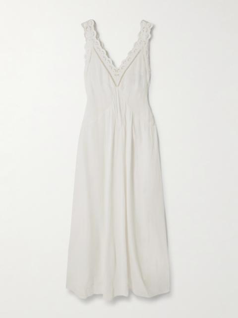 Isabel Marant Freda Broderie Anglaise-trimmed Crepe Maxi Dress