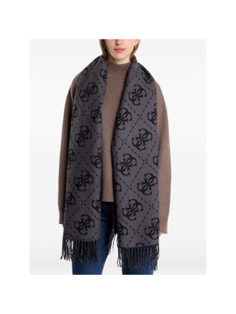 GUESS USA monogram fringe-trim scarf