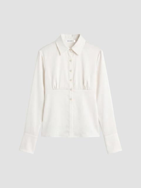 GOOD AMERICAN Women's Ruched Satin Shirt - Chalk