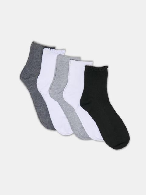dolce vita 5 PACK LETTUCE EDGE ANKLET SOCKS WHITE GREY