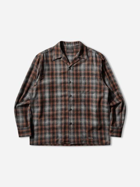 WACKO MARIA Men's Pendleton Ombre Check Open Collar Shirt Gray / Orange