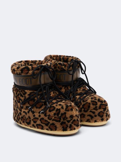MOON BOOT Icon Low leopard-print teddy snow boots