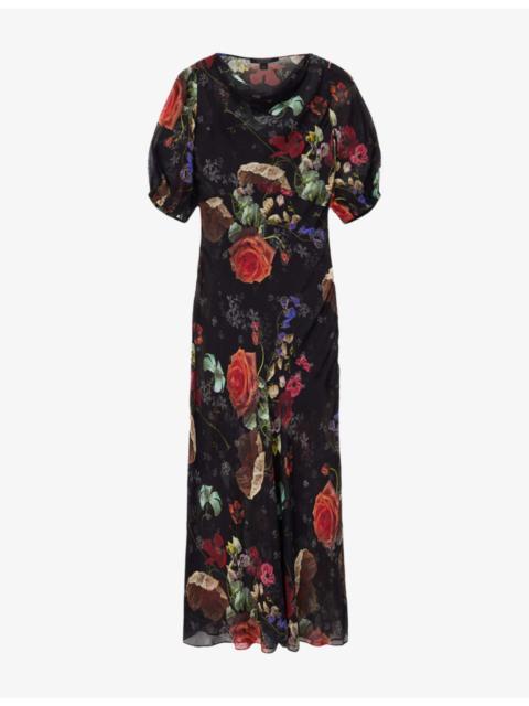 ALLSAINTS Tiwa Floral-Print Silk-Blend Maxi Dress