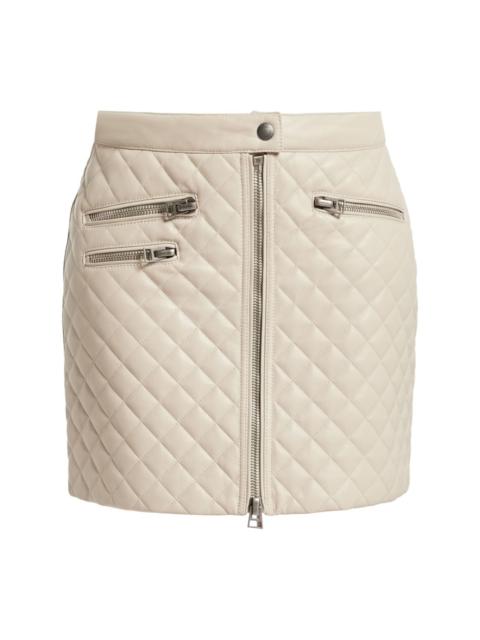 diamond-quilted leather miniskirt