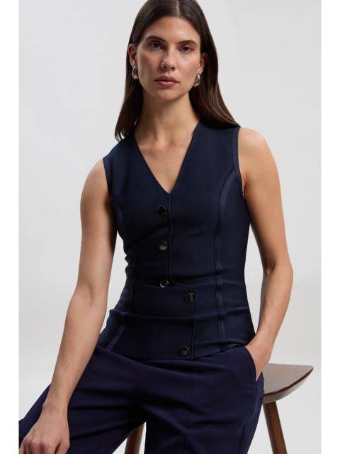 KAREN MILLEN Figure Form Bandage Button Through Top