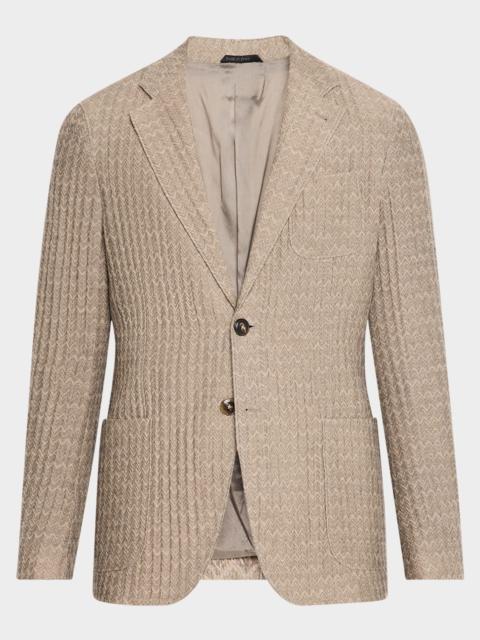 GIORGIO ARMANI Men's Cashmere-Silk Deconstructed Chevron Blazer