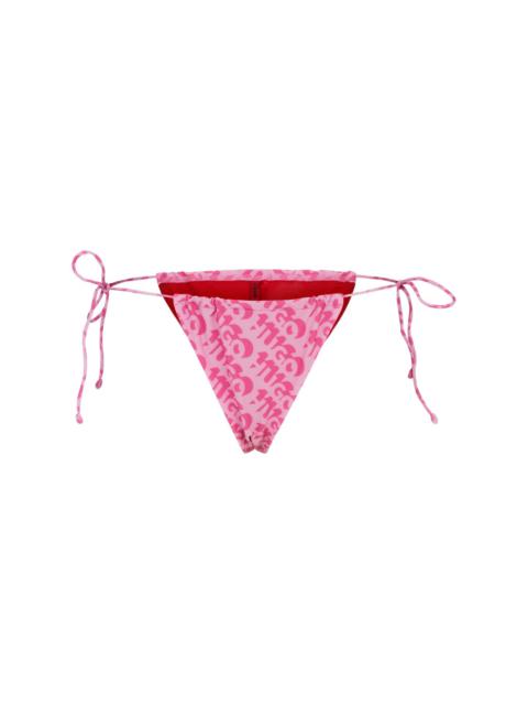 HUGO TIE-SIDE BIKINI BOTTOMS WITH REPEAT LOGO PRINT