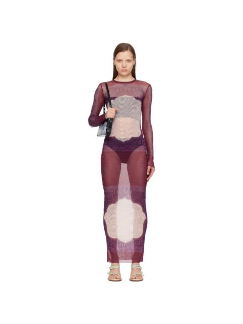 Jean Paul Gaultier Burgundy & Purple 'The Cartouche' Maxi Dress