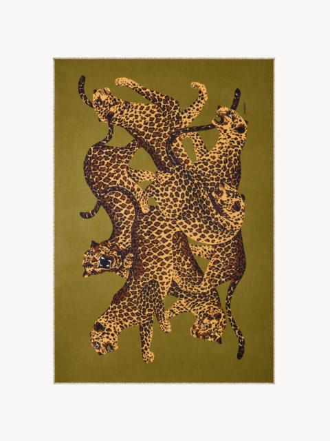 SAINT LAURENT LEOPARD STOLE IN WOOL TWILL