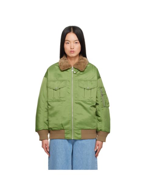 Green Zip Bomber Jacket