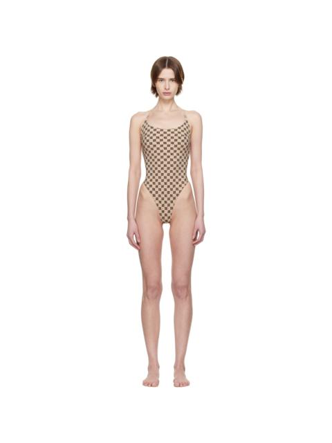 MISBHV Beige Monogram One-Piece Swimsuit